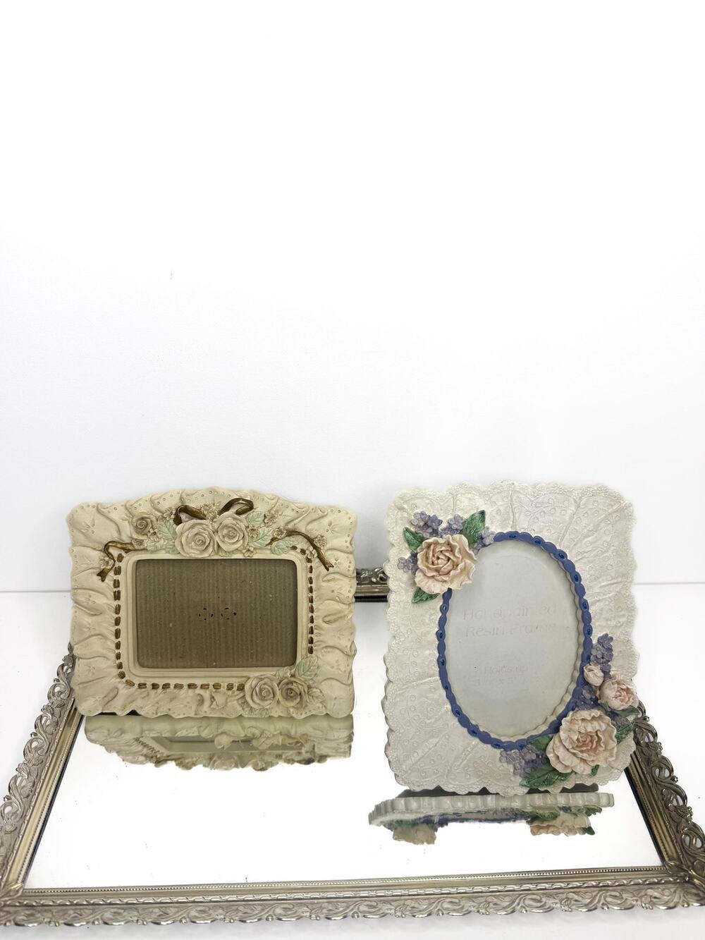Set of two vintage shabby chic , cottage core , croquette floral porcelain